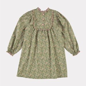 Bebe Organic Green Floral Long-Sleeve Dress 3/4t